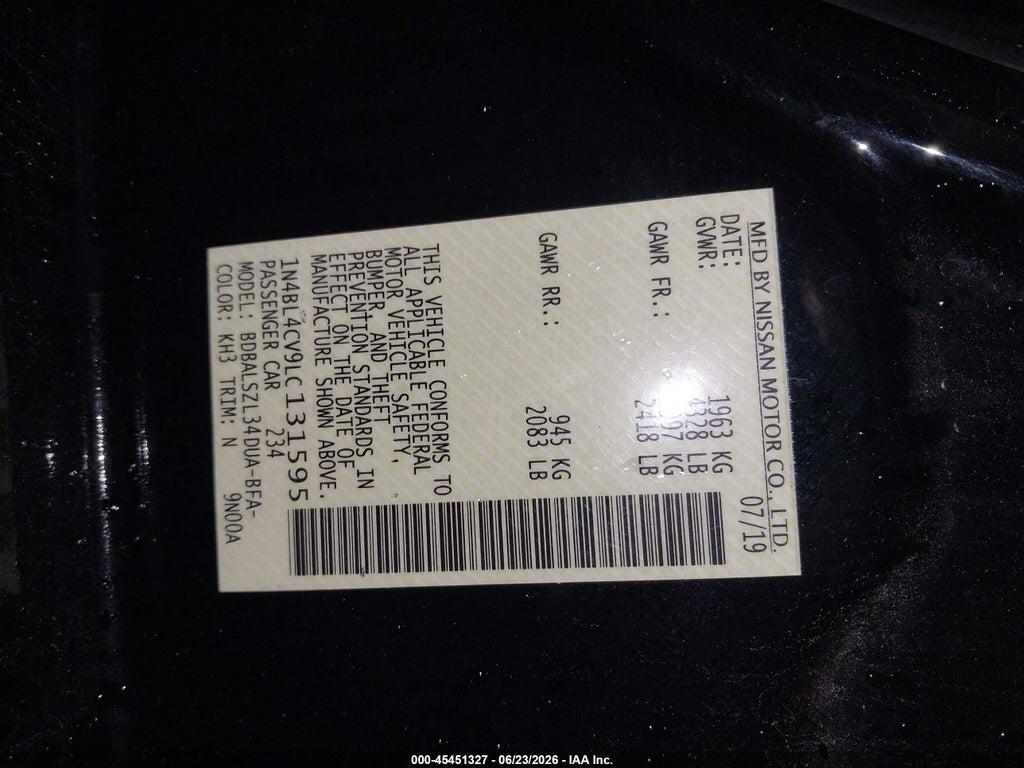 1N4BL4CV9LC131595 2020 NISSAN ALTIMA photo no. 9