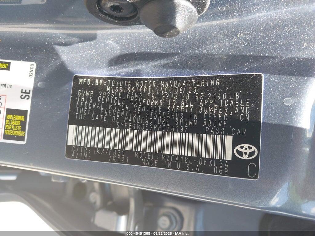 5YFB4MDE2PP076197 2023 TOYOTA COROLLA photo no. 9