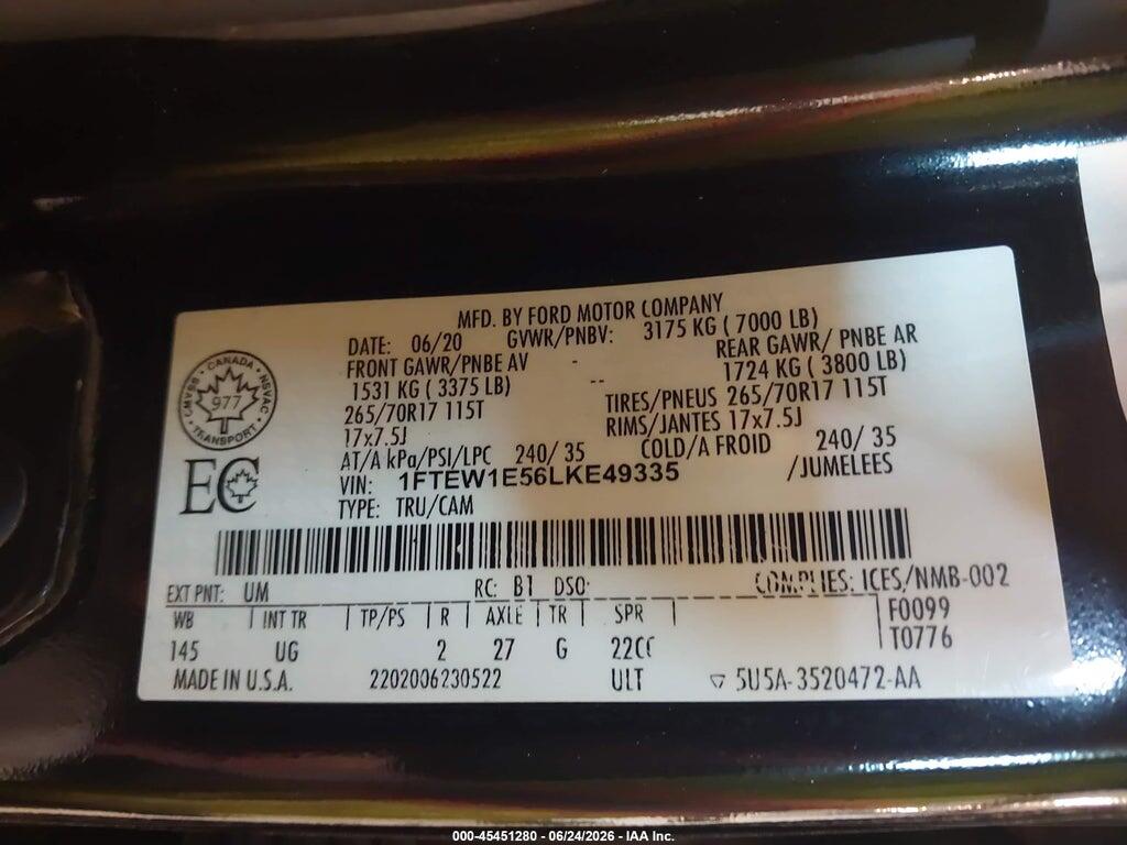 1FTEW1E56LKE49335 2020 FORD F-150 photo no. 9