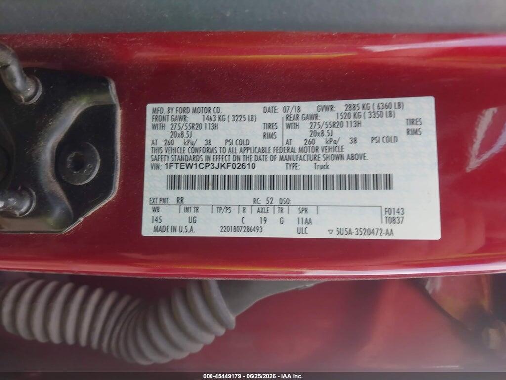 1FTEW1CP3JKF02610 2018 FORD F-150 photo no. 9
