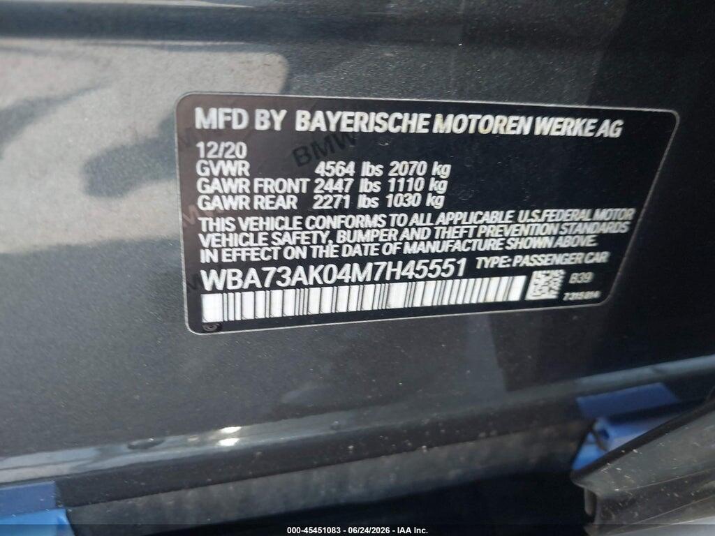 WBA73AK04M7H45551 2021 BMW 228I GRAN COUPE photo no. 9