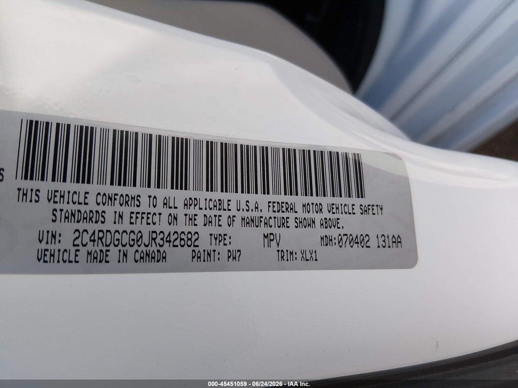2C4RDGCG0JR342682 2018 DODGE GRAND CARAVAN photo no. 9