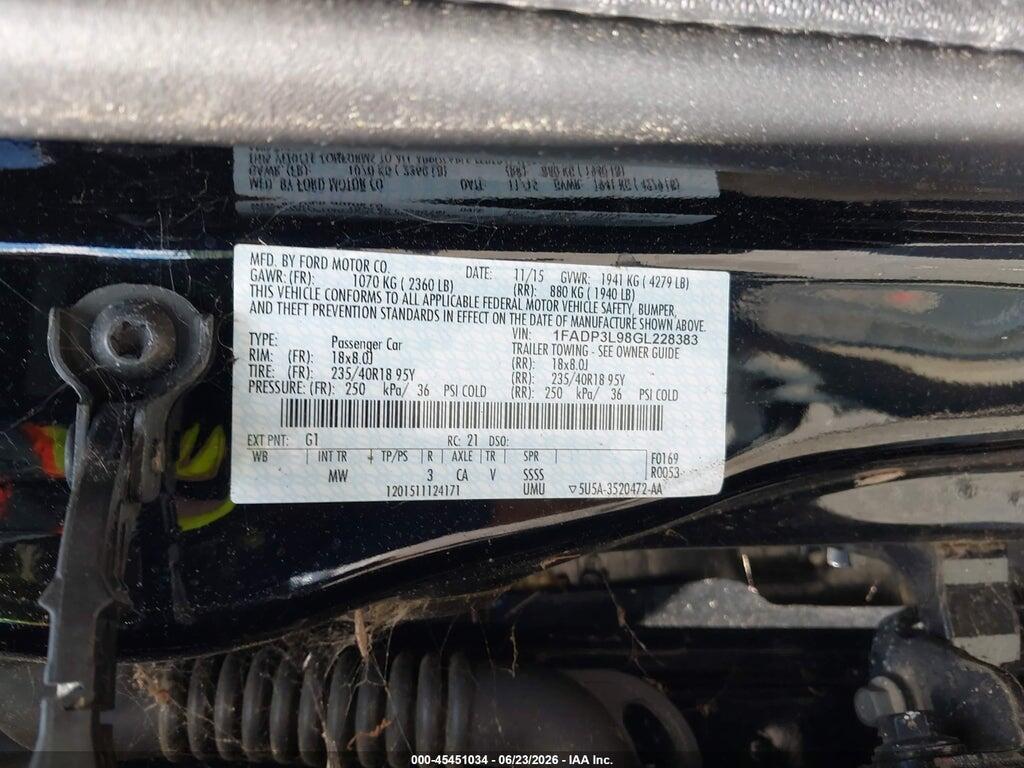 1FADP3L98GL228383 2016 FORD FOCUS ST photo no. 9