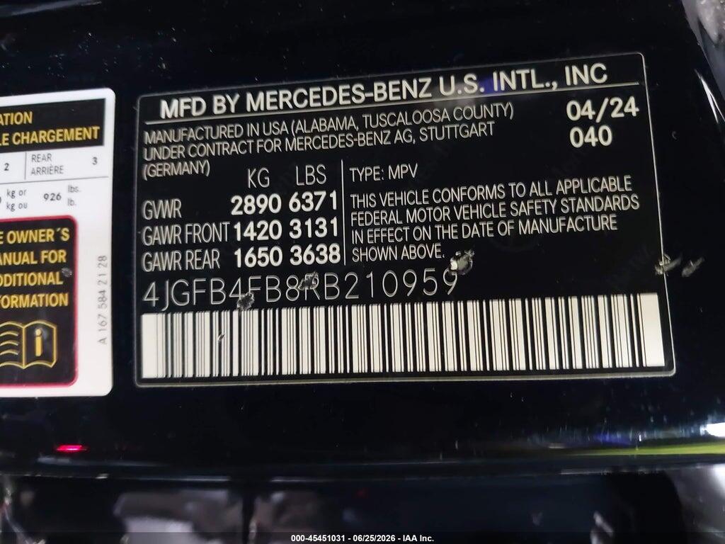 4JGFB4FB8RB210959 2024 MERCEDES-BENZ GLE 350 photo no. 9