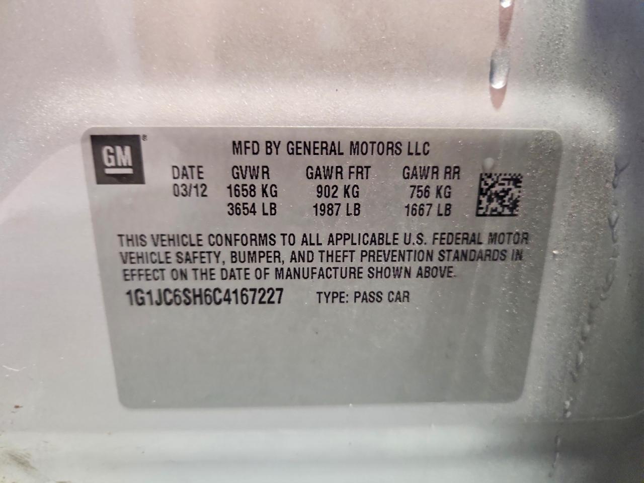 2012 CHEVROLET SONIC LT — Фото 12 из 12