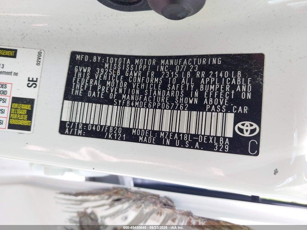 5YFB4MDE6PP067762 2023 TOYOTA COROLLA photo no. 9