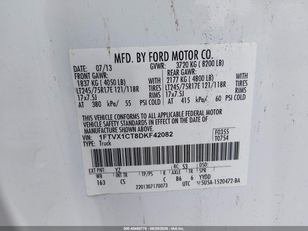 1FTVX1CT8DKF42082 2013 FORD F-150 photo no. 9