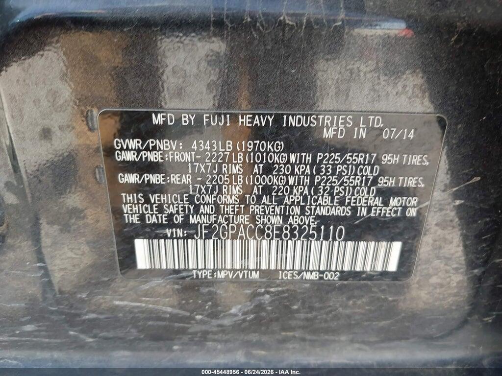 JF2GPACC8E8325110 2014 SUBARU XV CROSSTREK photo no. 9