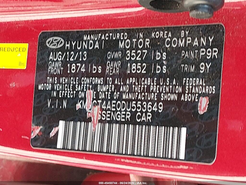 KMHCT4AE0DU553649 2013 HYUNDAI ACCENT photo no. 9