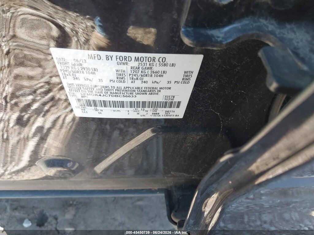 2FMDK4JC7DBC56633 2013 FORD EDGE photo no. 9