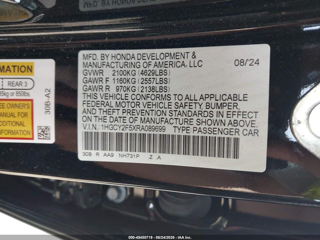 1HGCY2F5XRA089699 2024 HONDA ACCORD HYBRID photo no. 9
