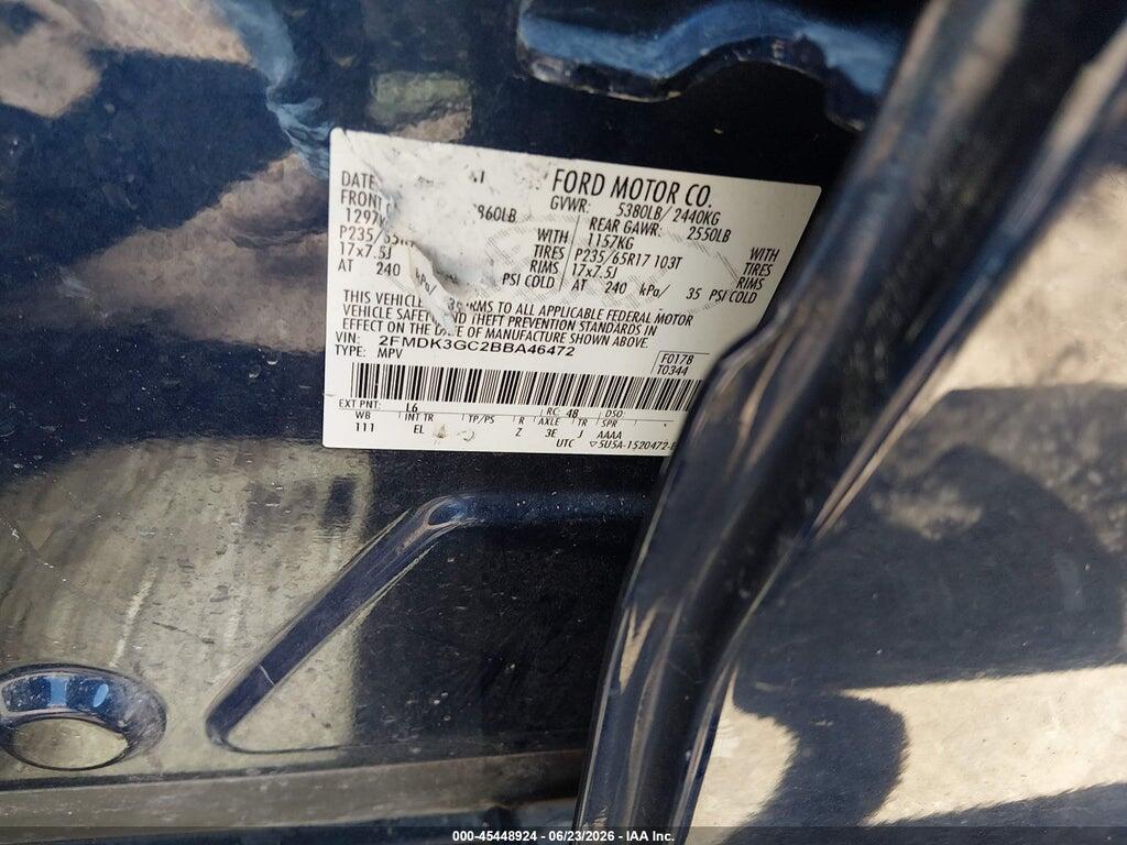 2FMDK3GC2BBA46472 2011 FORD EDGE photo no. 9