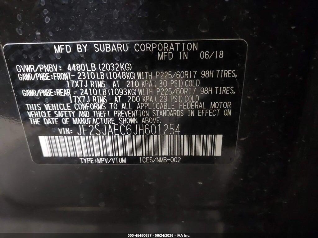 JF2SJAEC6JH601254 2018 SUBARU FORESTER photo no. 9
