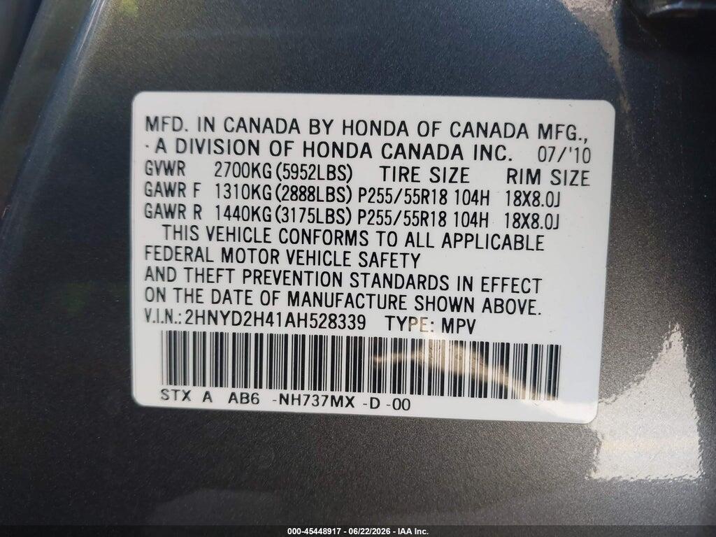 2HNYD2H41AH528339 2010 ACURA MDX photo no. 9