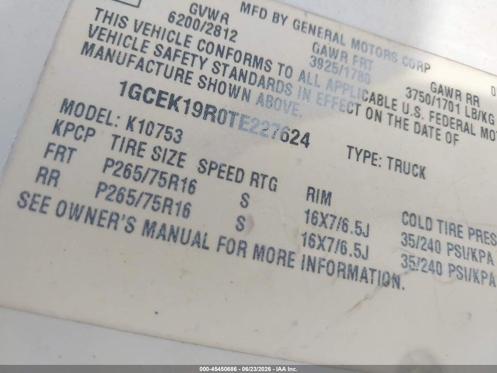 1GCEK19R0TE227624 1996 CHEVROLET GMT-400 photo no. 9