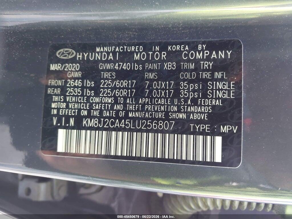 KM8J2CA45LU256807 2020 HYUNDAI TUCSON photo no. 9
