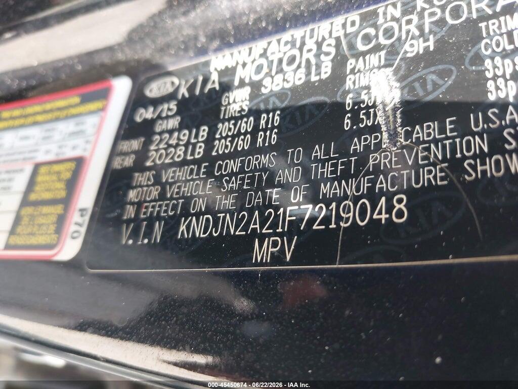 KNDJN2A21F7219048 2015 KIA SOUL photo no. 9