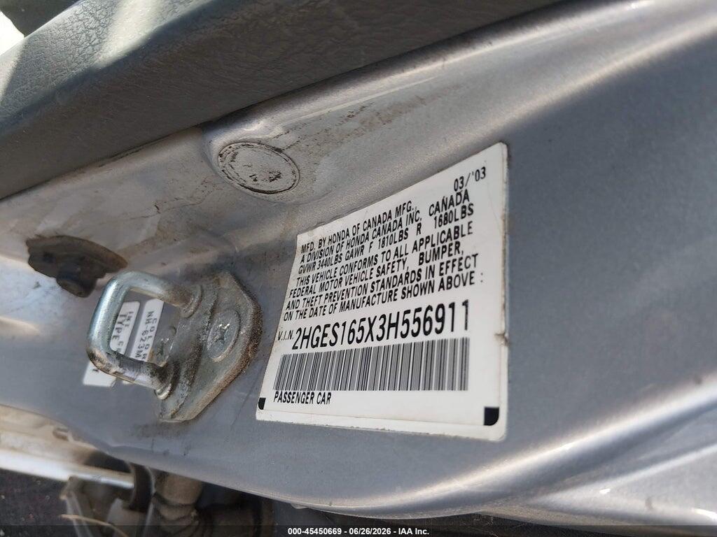 2HGES165X3H556911 2003 HONDA CIVIC photo no. 9