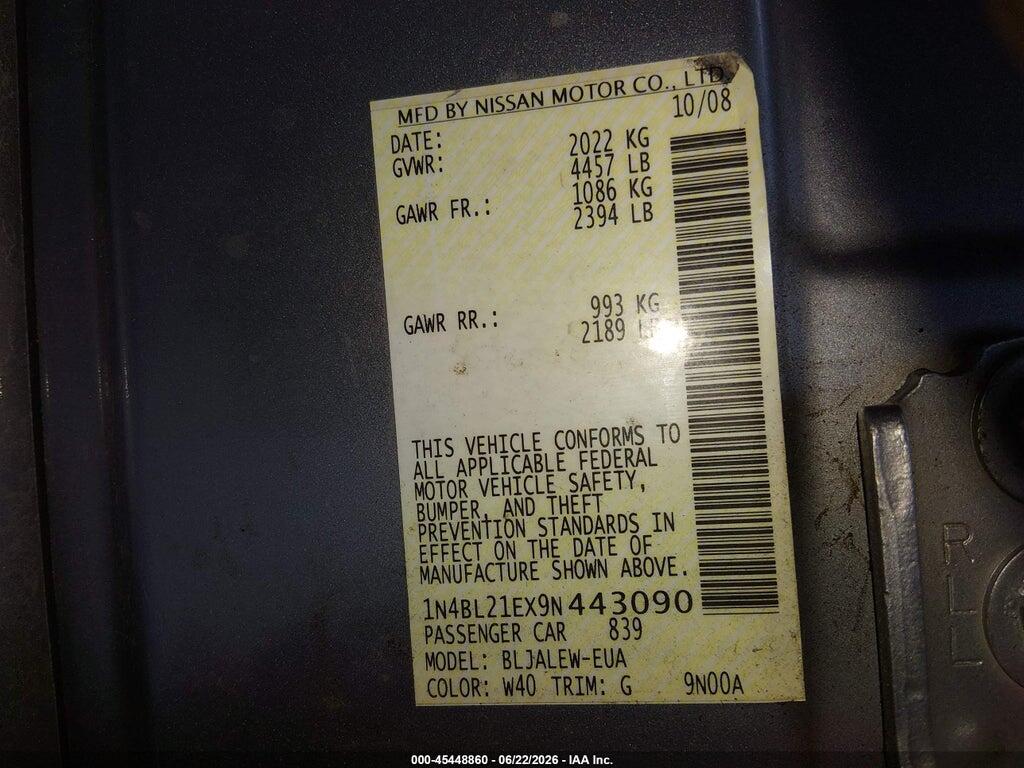 1N4BL21EX9N443090 2009 NISSAN ALTIMA photo no. 9