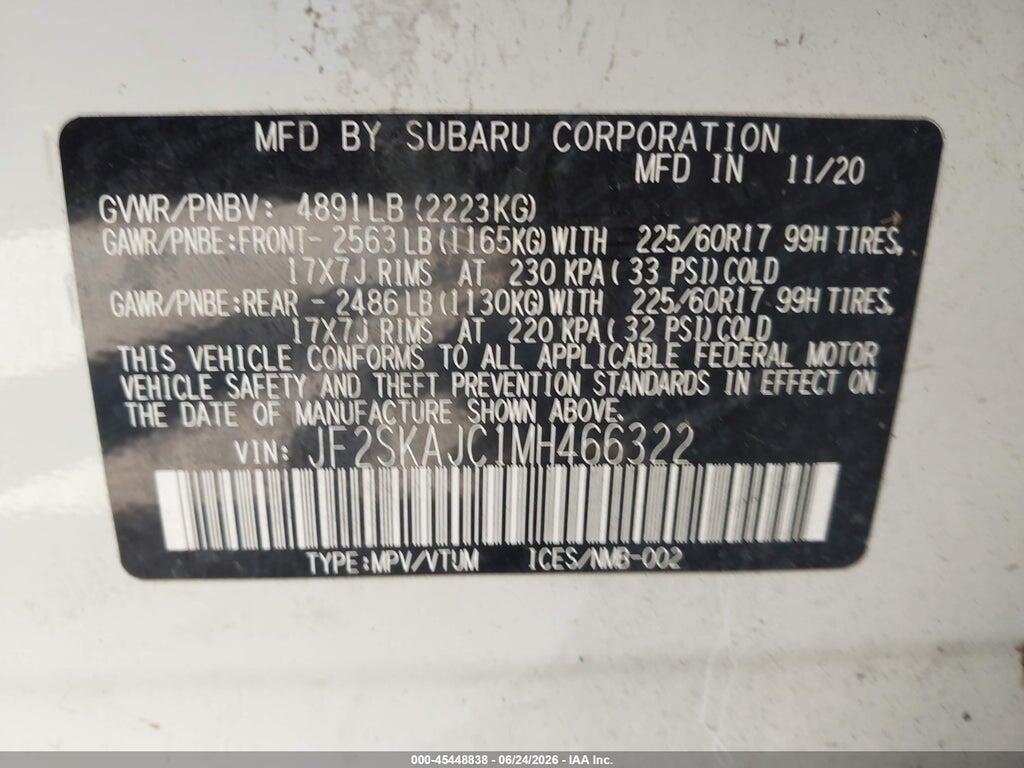JF2SKAJC1MH466322 2021 SUBARU FORESTER photo no. 9
