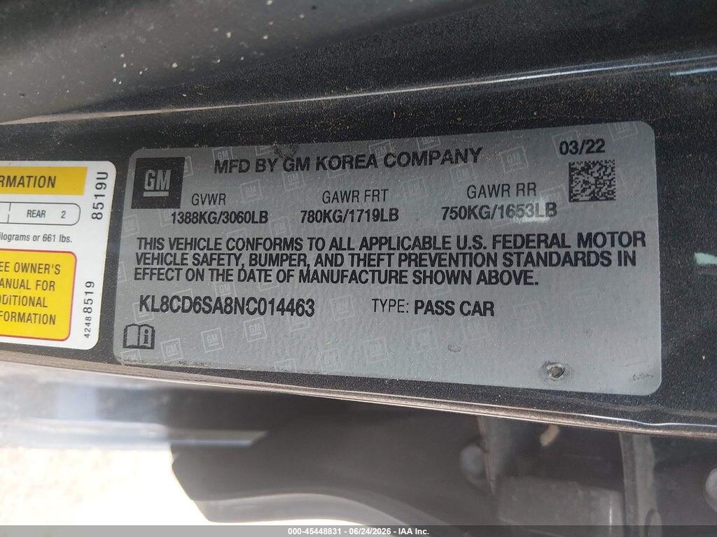 KL8CD6SA8NC014463 2022 CHEVROLET SPARK photo no. 9