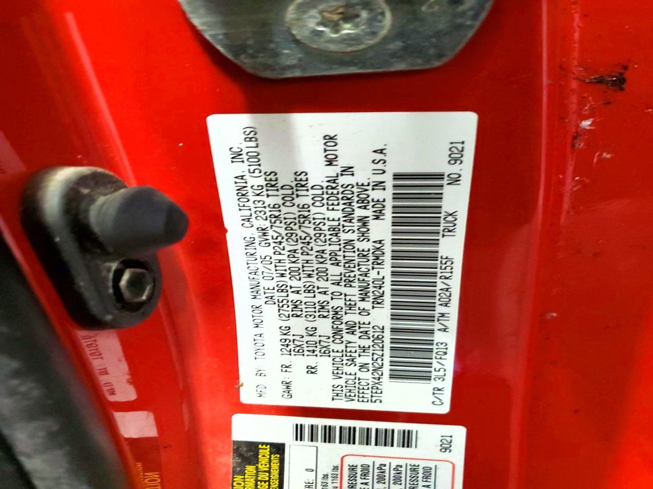 2005 TOYOTA TACOMA BASE — Фото 12 из 12