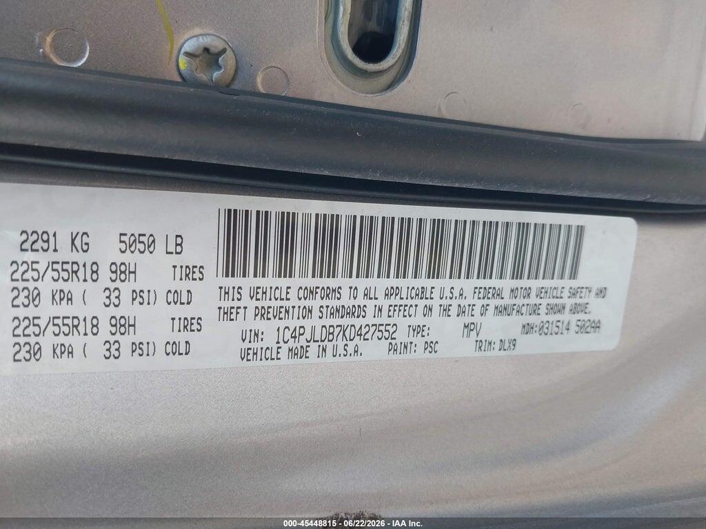 1C4PJLDB7KD427552 2019 JEEP CHEROKEE photo no. 9