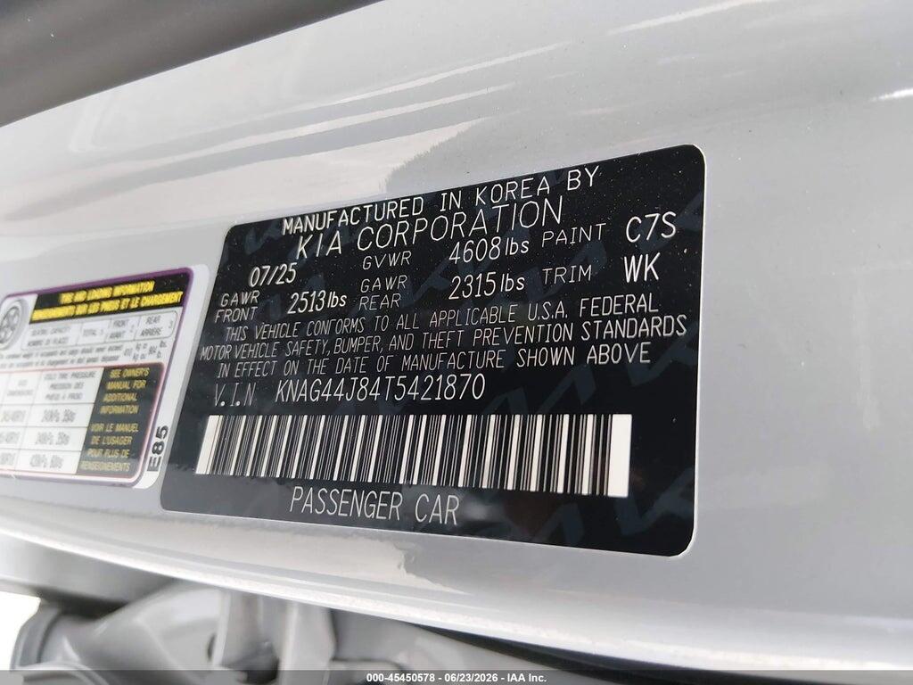 KNAG44J84T5421870 2026 KIA K5 photo no. 9