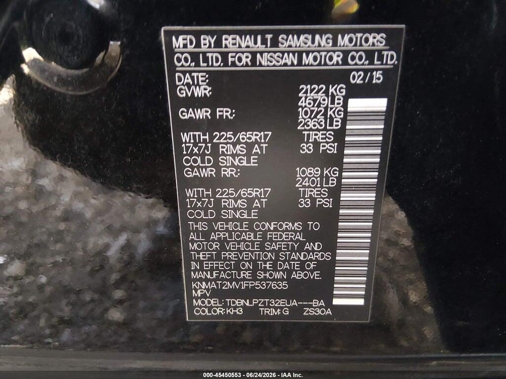 KNMAT2MV1FP537635 2015 NISSAN ROGUE photo no. 9