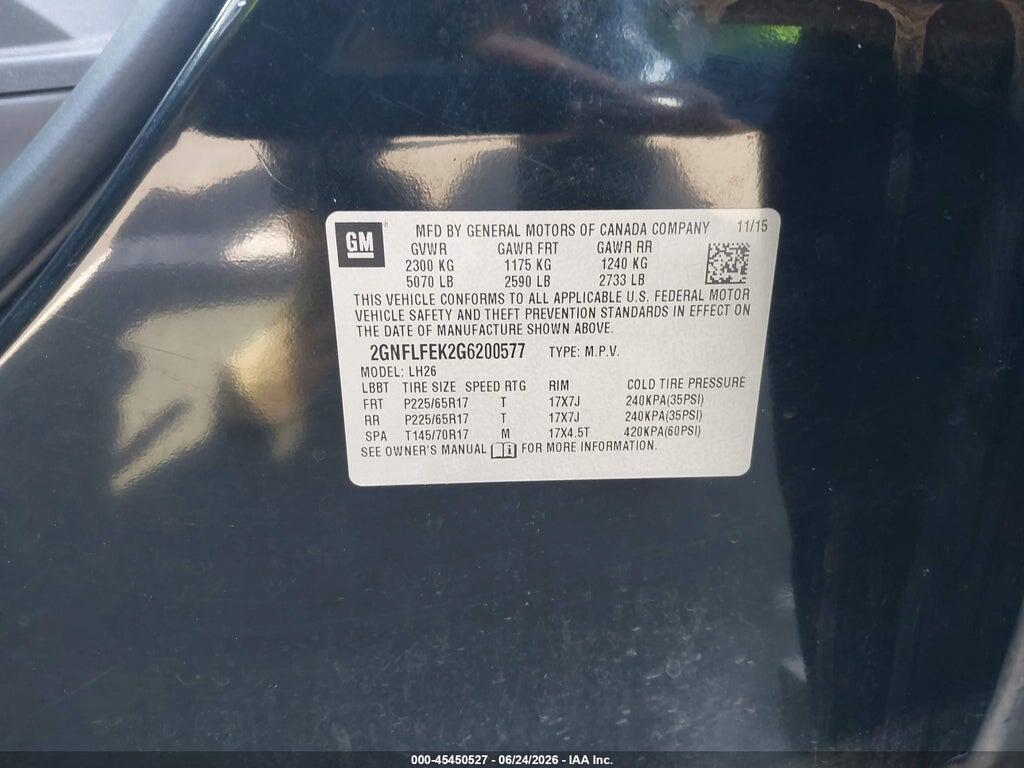 2GNFLFEK2G6200577 2016 CHEVROLET EQUINOX photo no. 9