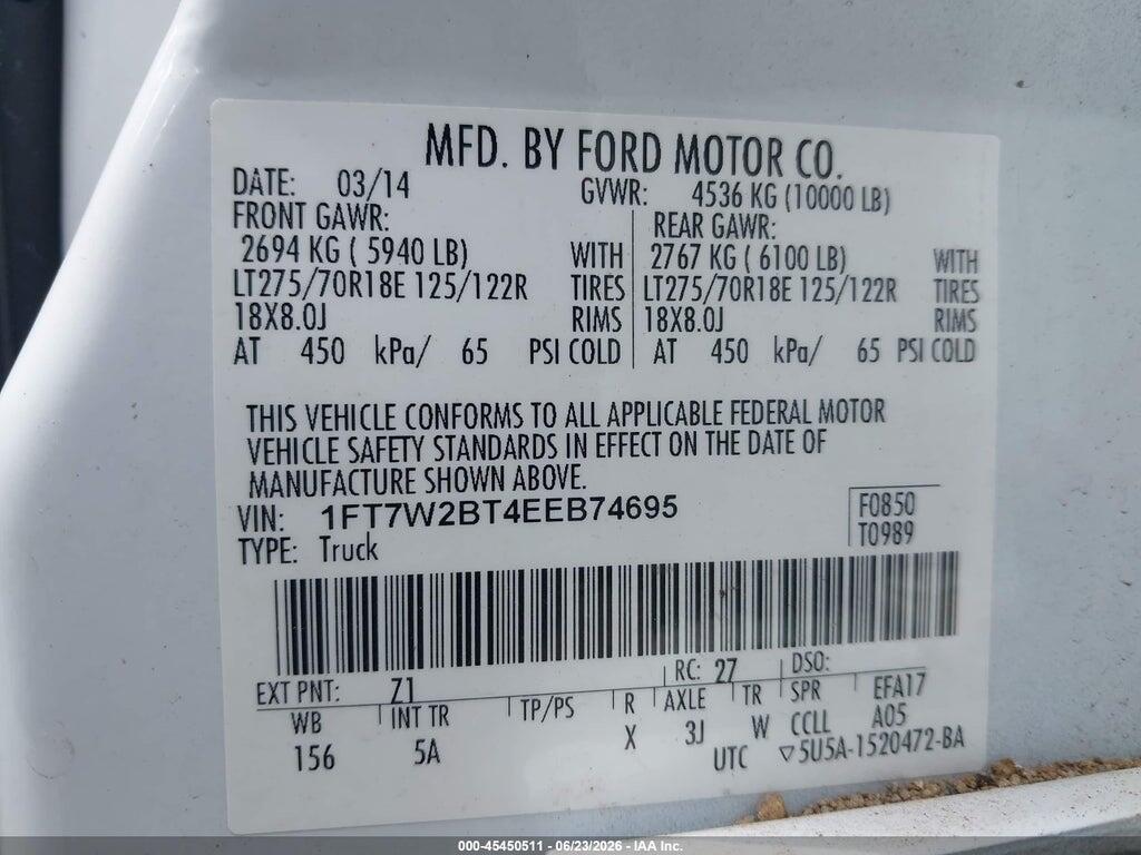 1FT7W2BT4EEB74695 2014 FORD F-250 photo no. 9