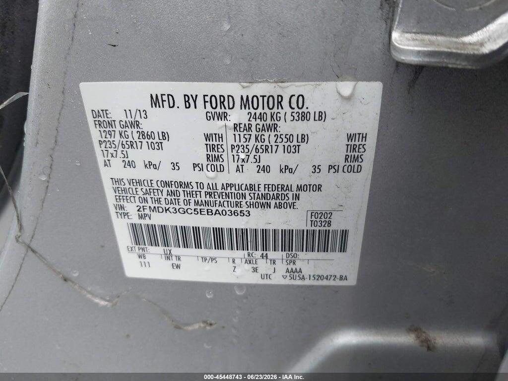 2FMDK3GC5EBA03653 2014 FORD EDGE photo no. 9