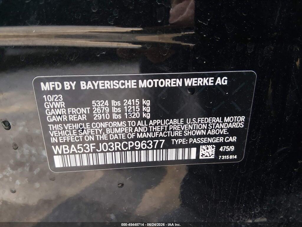 WBA53FJ03RCP96377 2024 BMW 530I photo no. 9