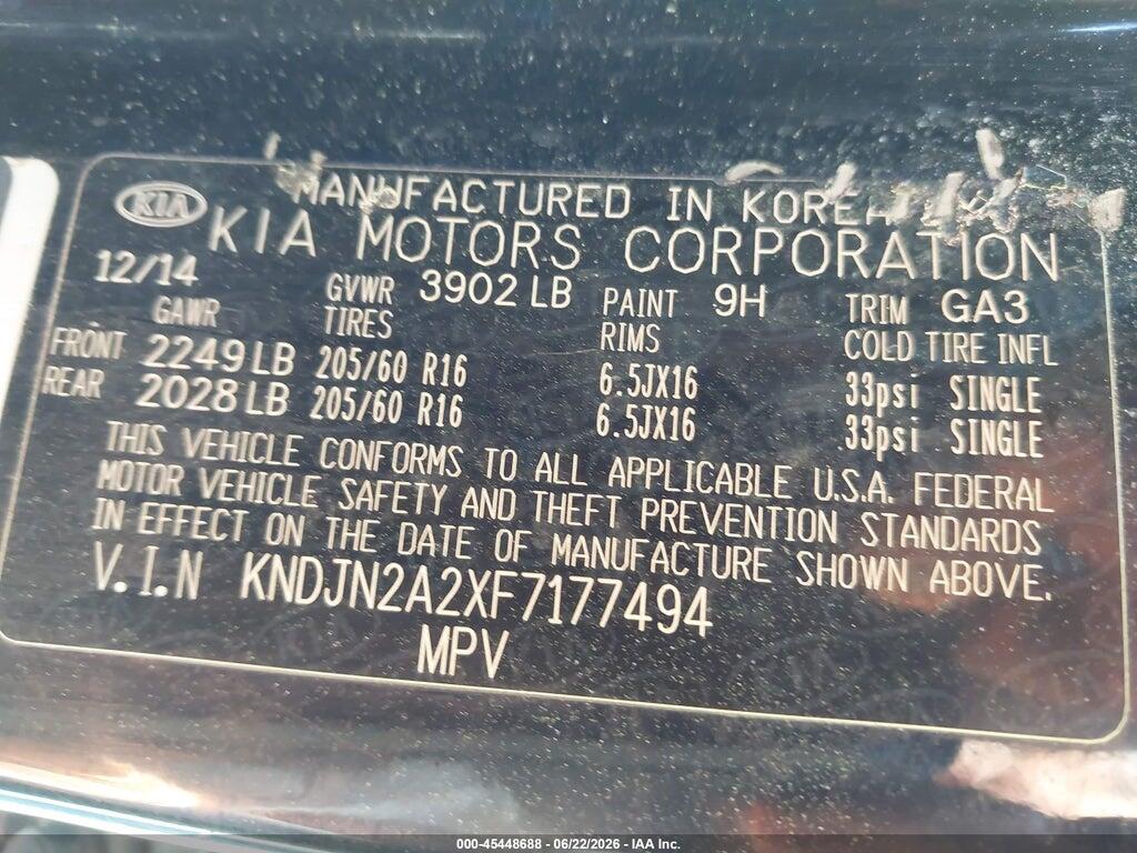 KNDJN2A2XF7177494 2015 KIA SOUL photo no. 9