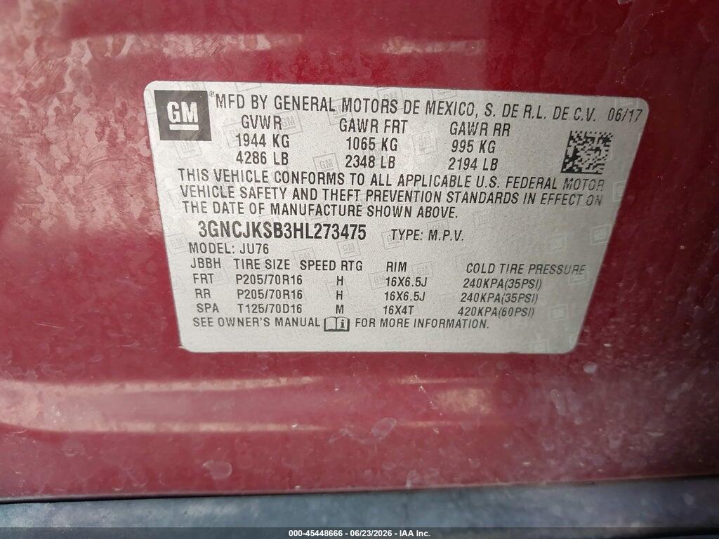 3GNCJKSB3HL273475 2017 CHEVROLET TRAX photo no. 9
