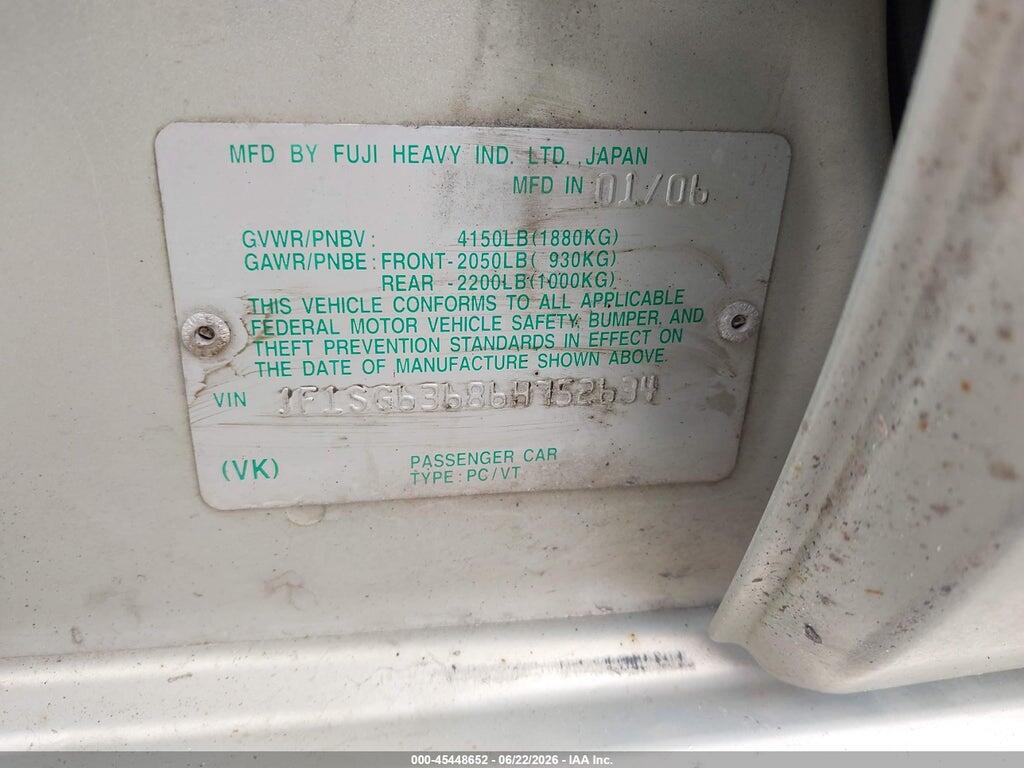 JF1SG63686H752634 2006 SUBARU FORESTER photo no. 9