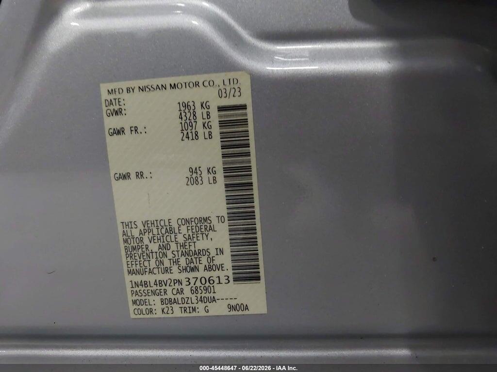 1N4BL4BV2PN370613 2023 NISSAN ALTIMA photo no. 9