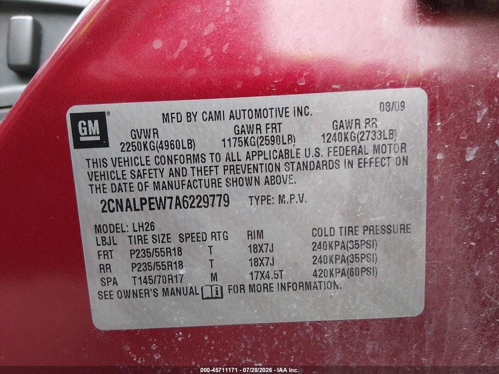 2CNALPEW7A6229779 2010 CHEVROLET EQUINOX photo no. 9