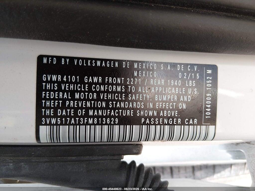 3VW517AT3FM813629 2015 VOLKSWAGEN BEETLE photo no. 9