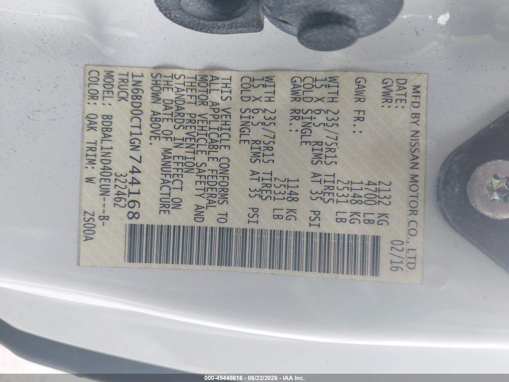 1N6BD0CT1GN744168 2016 NISSAN FRONTIER photo no. 9