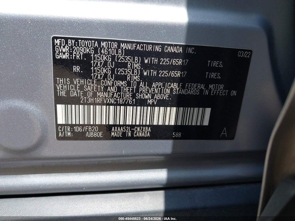 2T3H1RFVXNC187761 2022 TOYOTA RAV4 photo no. 9