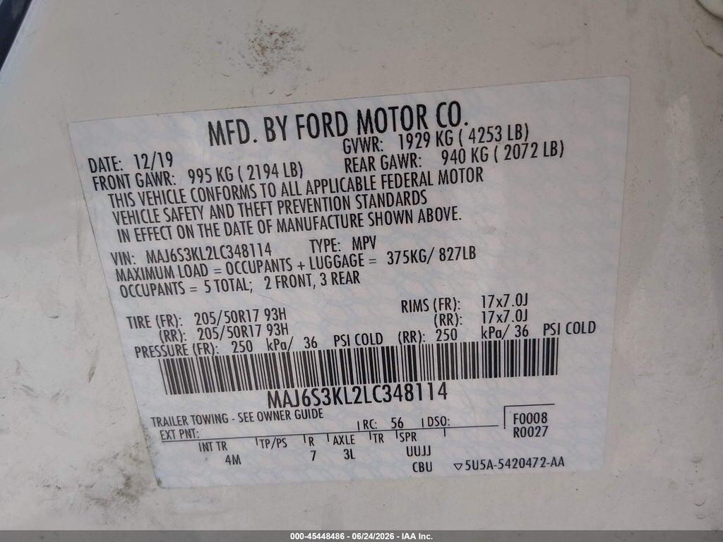 MAJ6S3KL2LC348114 2020 FORD ECOSPORT photo no. 9