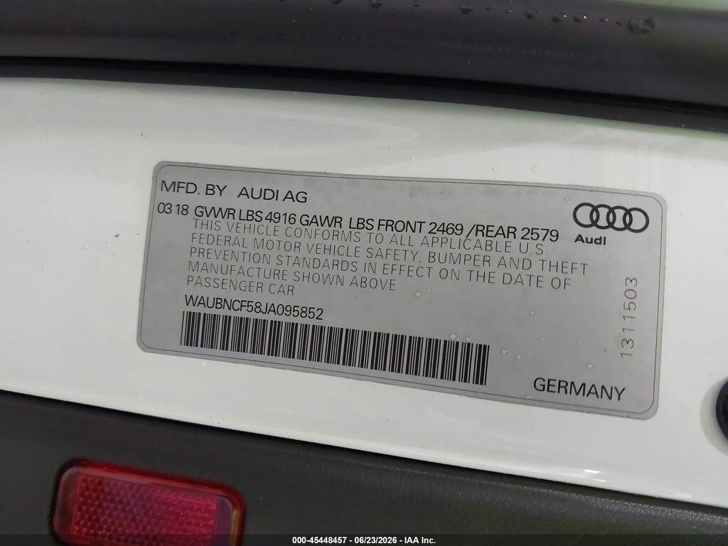WAUBNCF58JA095852 2018 AUDI A5 photo no. 9