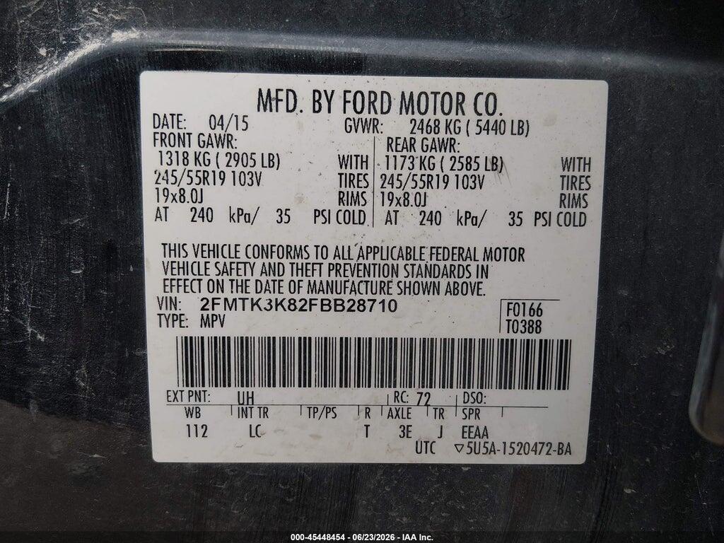 2FMTK3K82FBB28710 2015 FORD EDGE photo no. 9