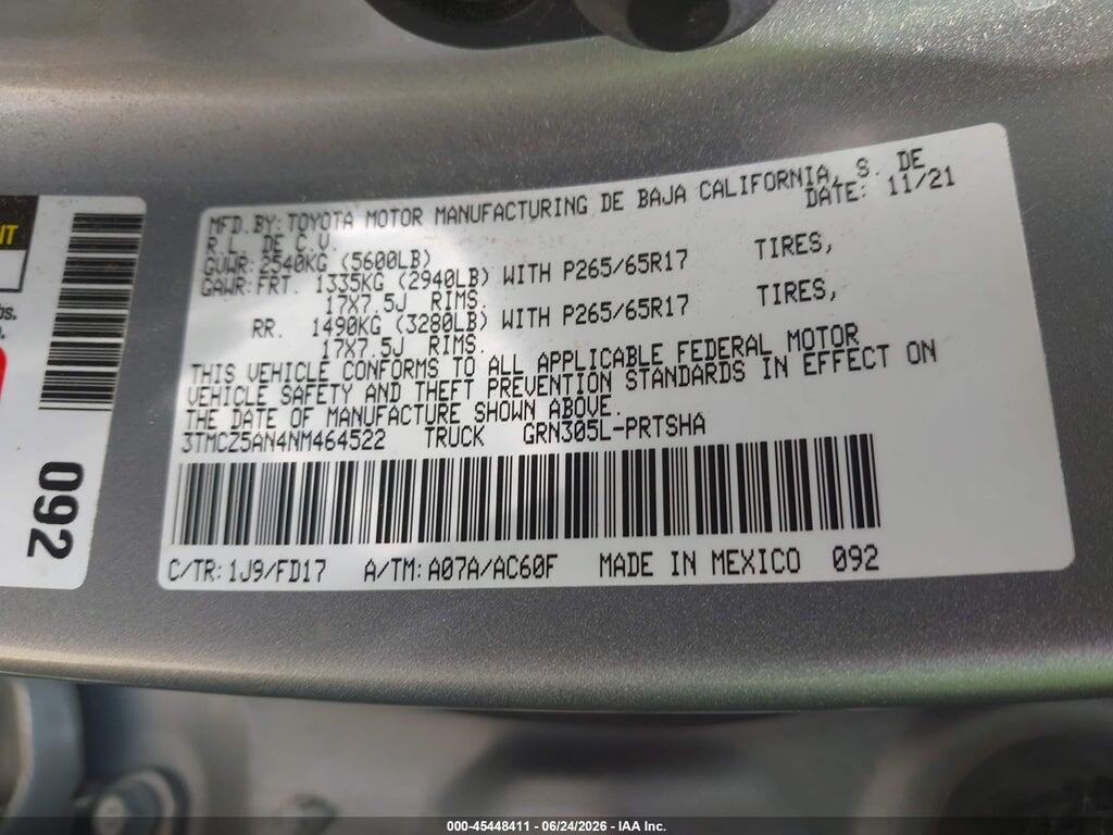 3TMCZ5AN4NM464522 2022 TOYOTA TACOMA photo no. 9