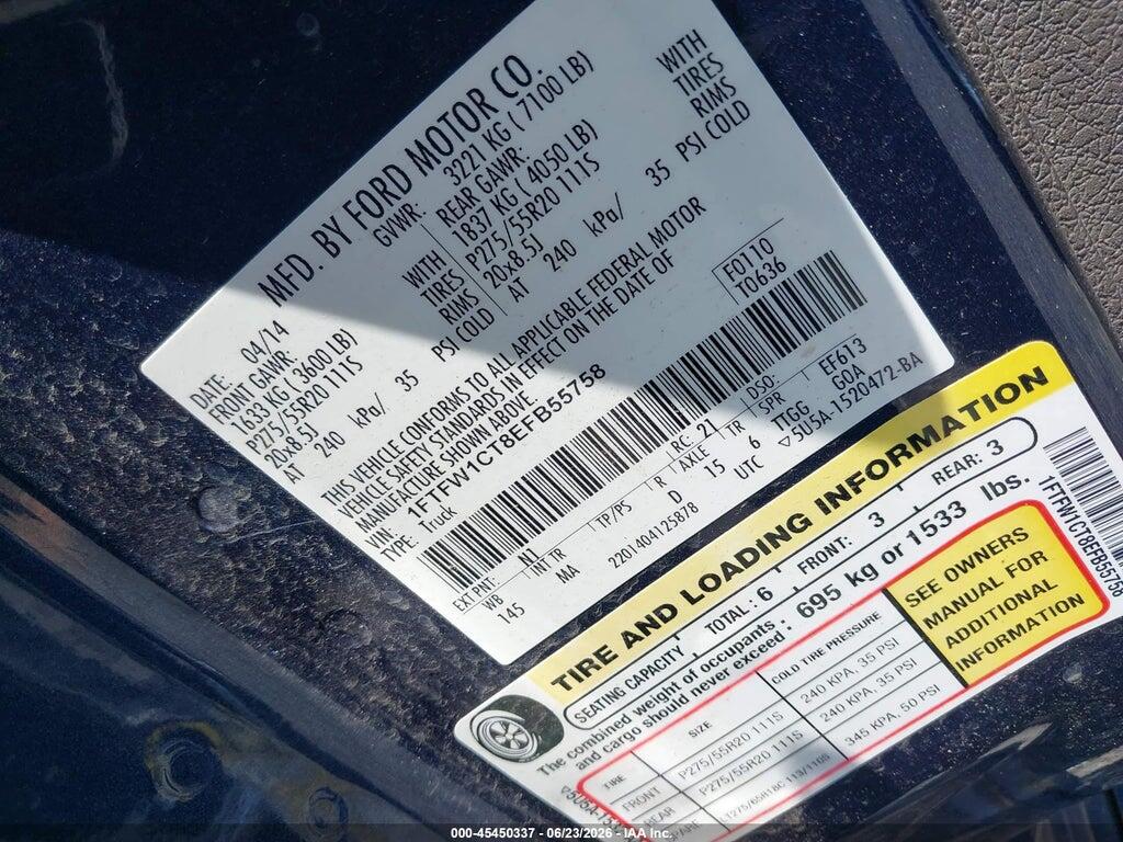 1FTFW1CT8EFB55758 2014 FORD F-150 photo no. 9