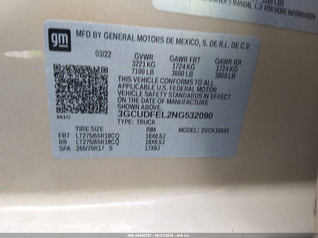 3GCUDFEL2NG532090 2022 CHEVROLET SILVERADO 1500 photo no. 9