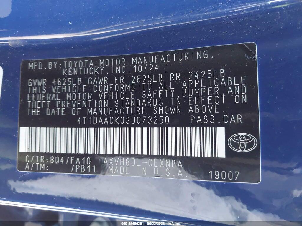4T1DAACK0SU073250 2025 TOYOTA CAMRY photo no. 9