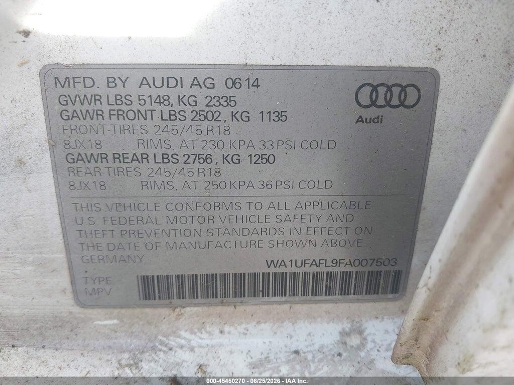 WA1UFAFL9FA007503 2015 AUDI ALLROAD photo no. 9