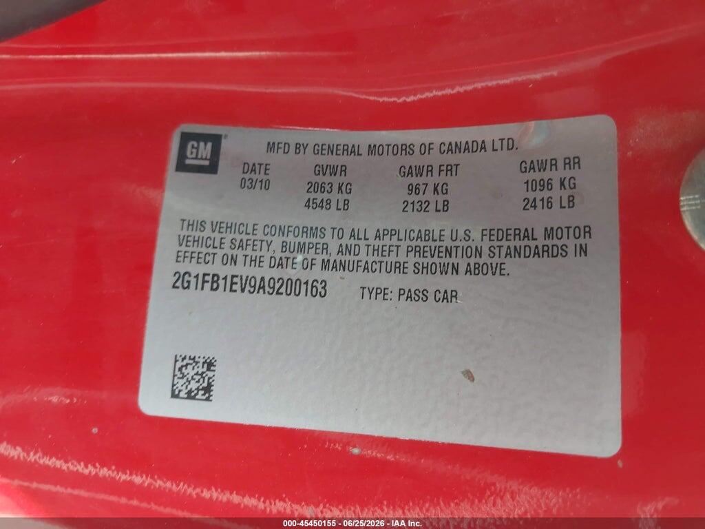 2G1FB1EV9A9200163 2010 CHEVROLET CAMARO photo no. 9